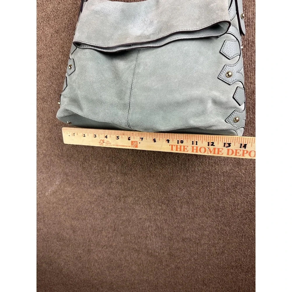 Aimee Kestenberg Hobo Bag Womens Medium Green Suede Leather Studded Gold